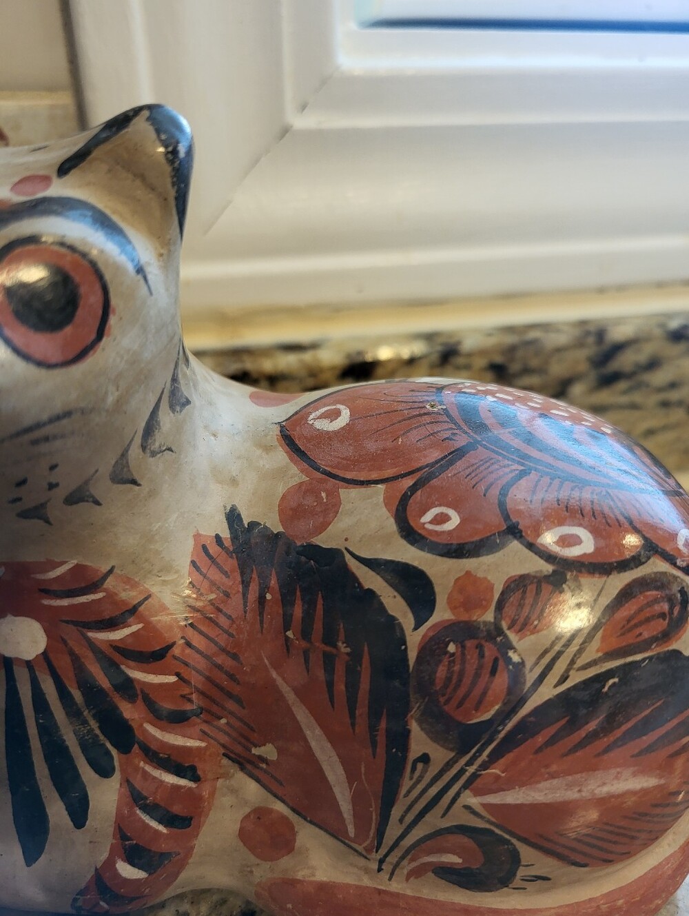 VTG. Tonala Hand-Painted 4.5x5 In Ceramic Cat Figurine in Terracotta and Black - Picture 5 of 10